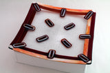 Orange & Red Geometric Square Platter