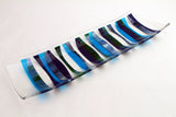 Blue Geometric Channel Platter