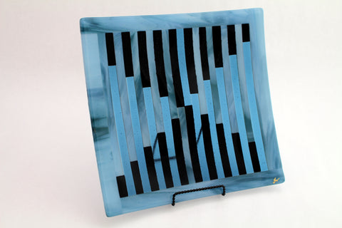 Blue & Black Striped Platter